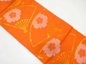 扇に花模様織り出し名古屋帯